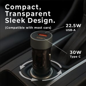 HALOX 52.5W Fast Charging Car Charger, Dual Output 30W Type C PD + 22.5W USB Car Adapter, Quick Charge Car Plug for iPhone, Android, Tablets & More, High-Speed Compact Car Power Charger HALOX 52.5W Fast Charging Car Charger, Dual Output 30W Type C PD + 22.5W USB Car Adapter, Quick Charge Car Plug for iPhone, Android, Tablets & More, High-Speed Compact Car Power Charger